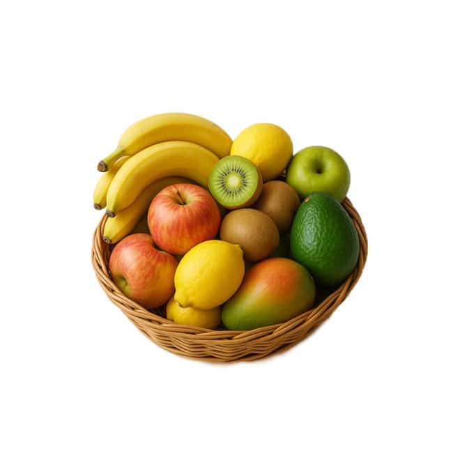 Assorted Fresh Fruits in Basket_Organic Village